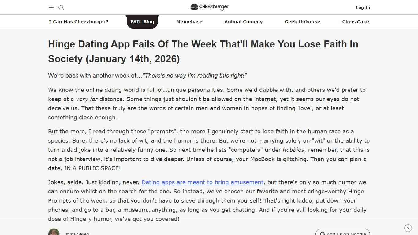 Hinge Dating App Fails Of The Week That'll Make You Lose Faith In Society (January 14th, 2026) - FAIL Blog - Funny Fails